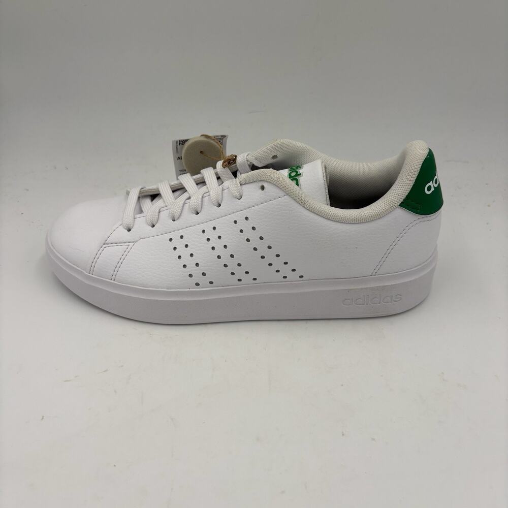 Adidas Advantage Women's 6 White Green Leather Casual Court Sneakers IH3451